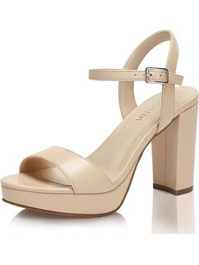 Wide Width Heels  Block Chunky Platform High Heels Sandals Open Toe 8.5W 2524-2